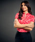 Front Vneck Red Paisley Printed Top